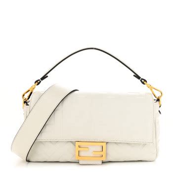 fendi white napapurse|Fendi Nappa FF 1974 Embossed Mini Baguette White.